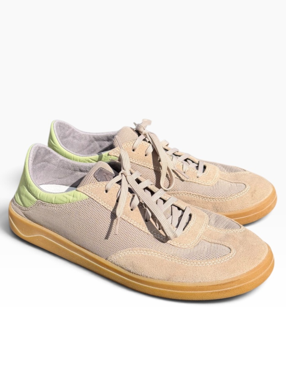 OluKai Punini Sneakers Mens 11 Clay Lemongrass Suede Mesh Gum Sole Casual Shoe